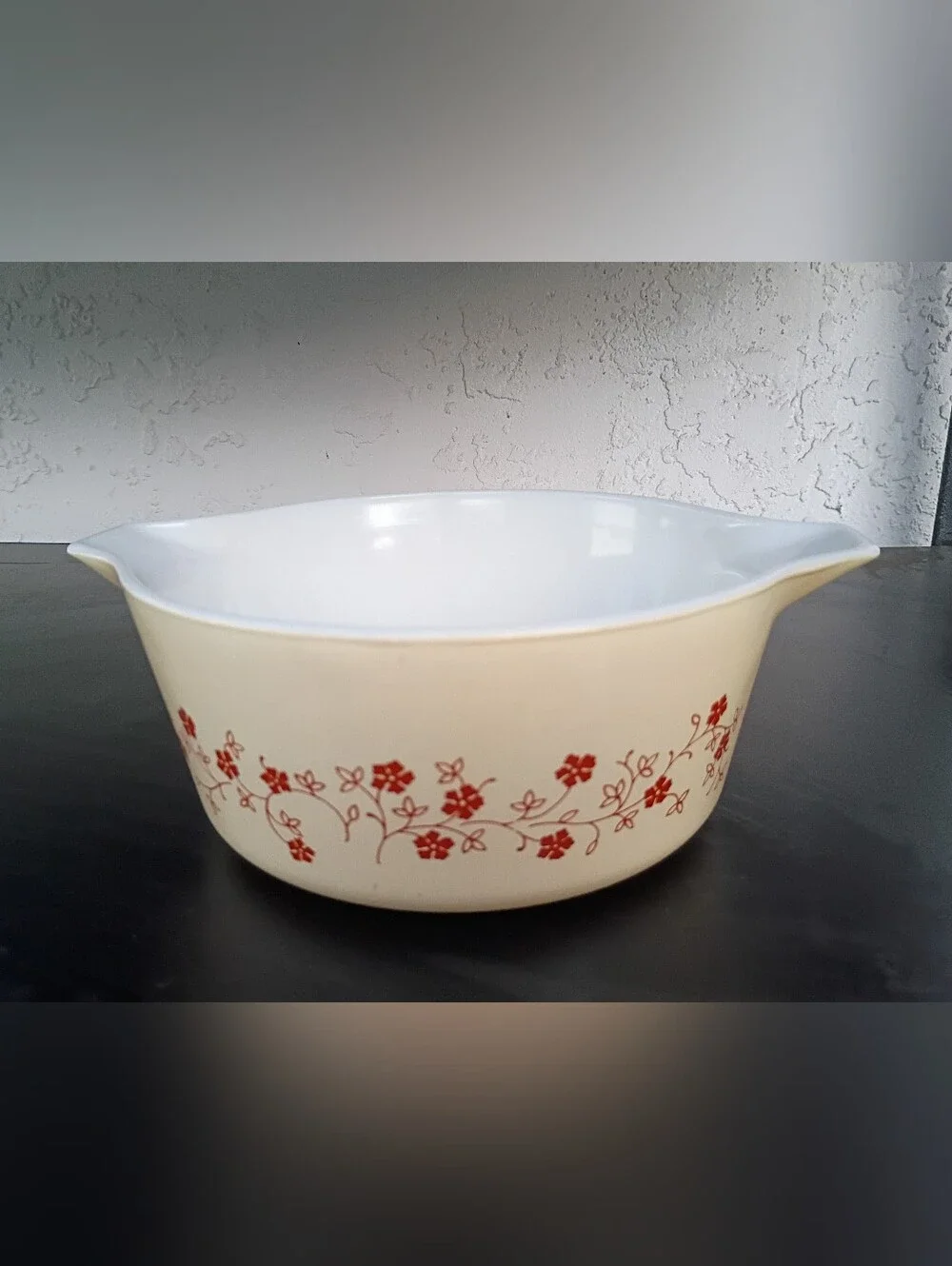 Cream Floral Ceramic Mixing Bowl - Home Kitchen Pyrex